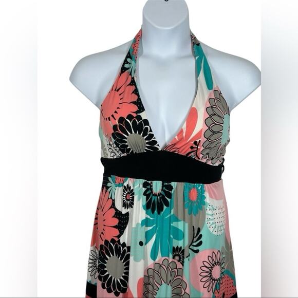 Candie's Vintage Floral Halter Dress Y2K Tropical Print Size Large - Picture 3 of 10